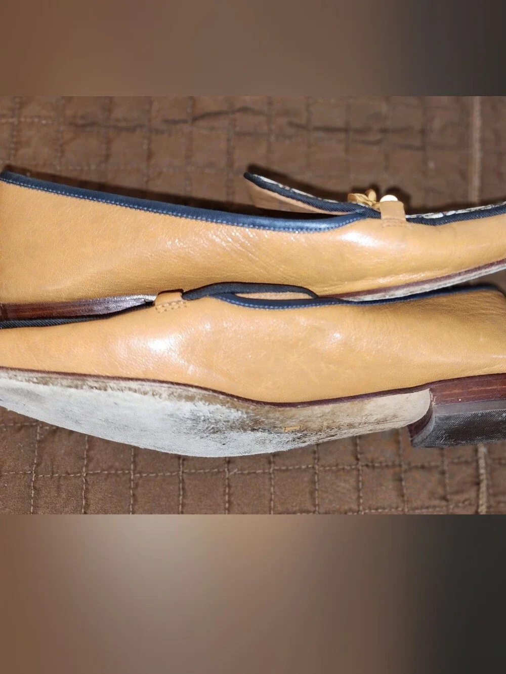 Tory Burch Gemini Link Women’s Size 11 M Tan Leather Monogram Loafers Flats